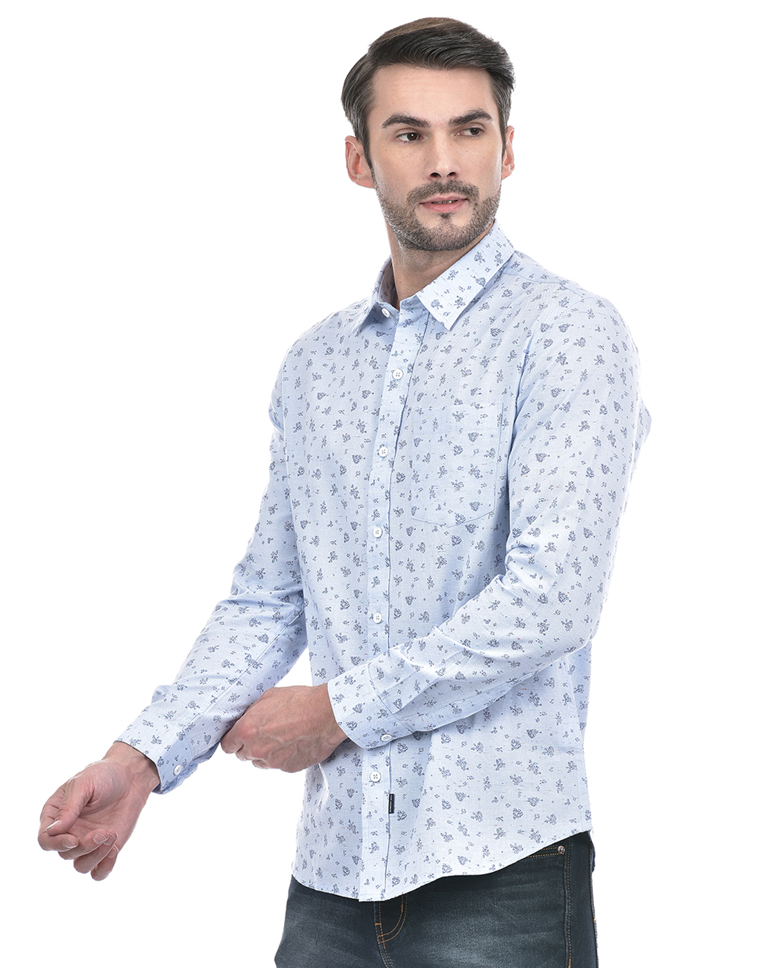 Numero Uno Men Abstract Blue Shirt